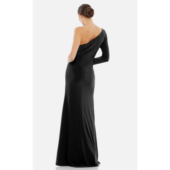 Ieena Mac Duggal 55696 One Shoulder Beaded Cuff Jersey Stretch - Size 14 - Picture 3 of 8